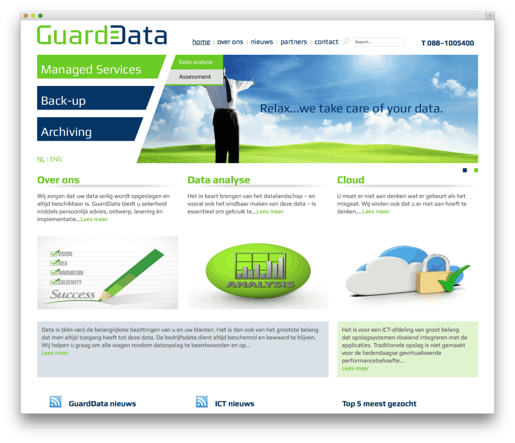 Guarddata Online opslag website voorbeeld