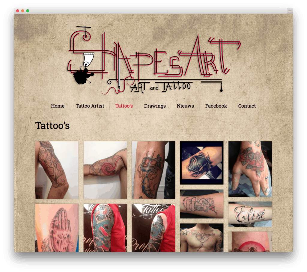 Tattoo studio & art gallery website voorbeeld