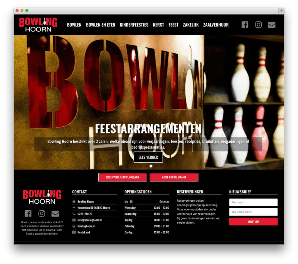 Bowling Hoorn website voorbeeld