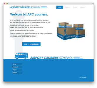 Airport Couriers website voorbeeld