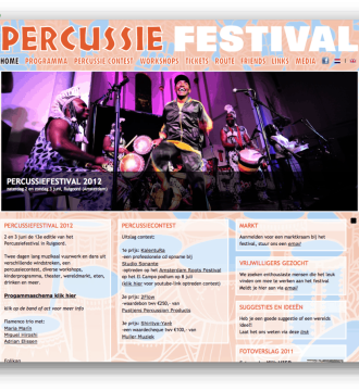 Percussie Festival website voorbeeld