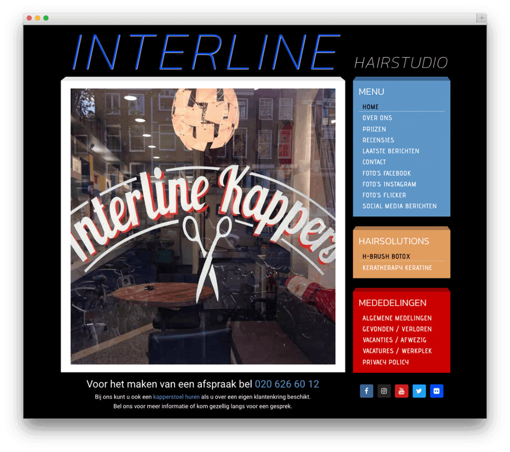 Interline Hairstudio website voorbeeld