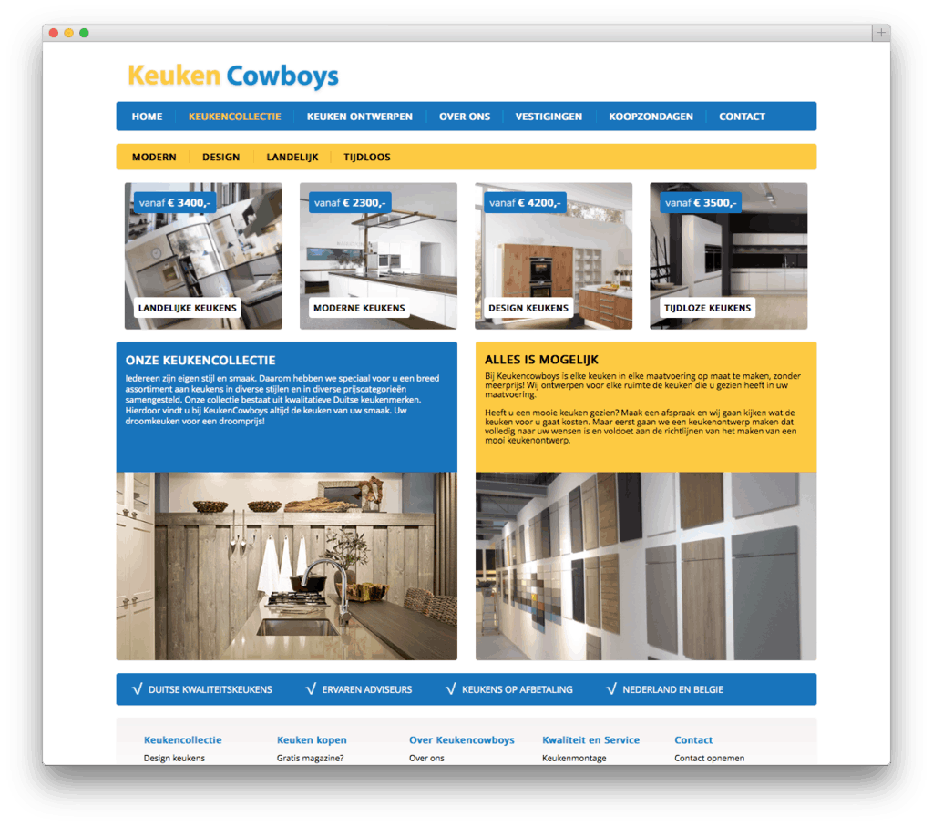Keuken Cowboys website voorbeeld