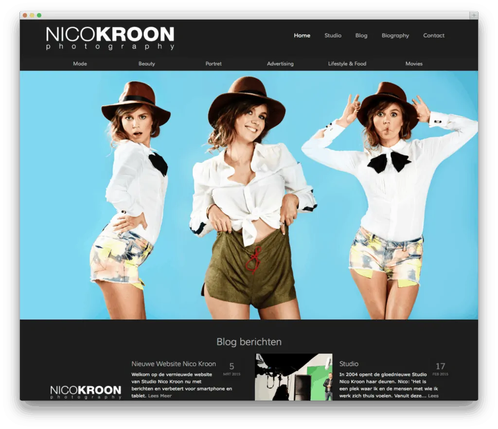 Studio Nico Kroon website voorbeeld