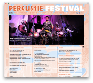 Percussie Festival website voorbeeld