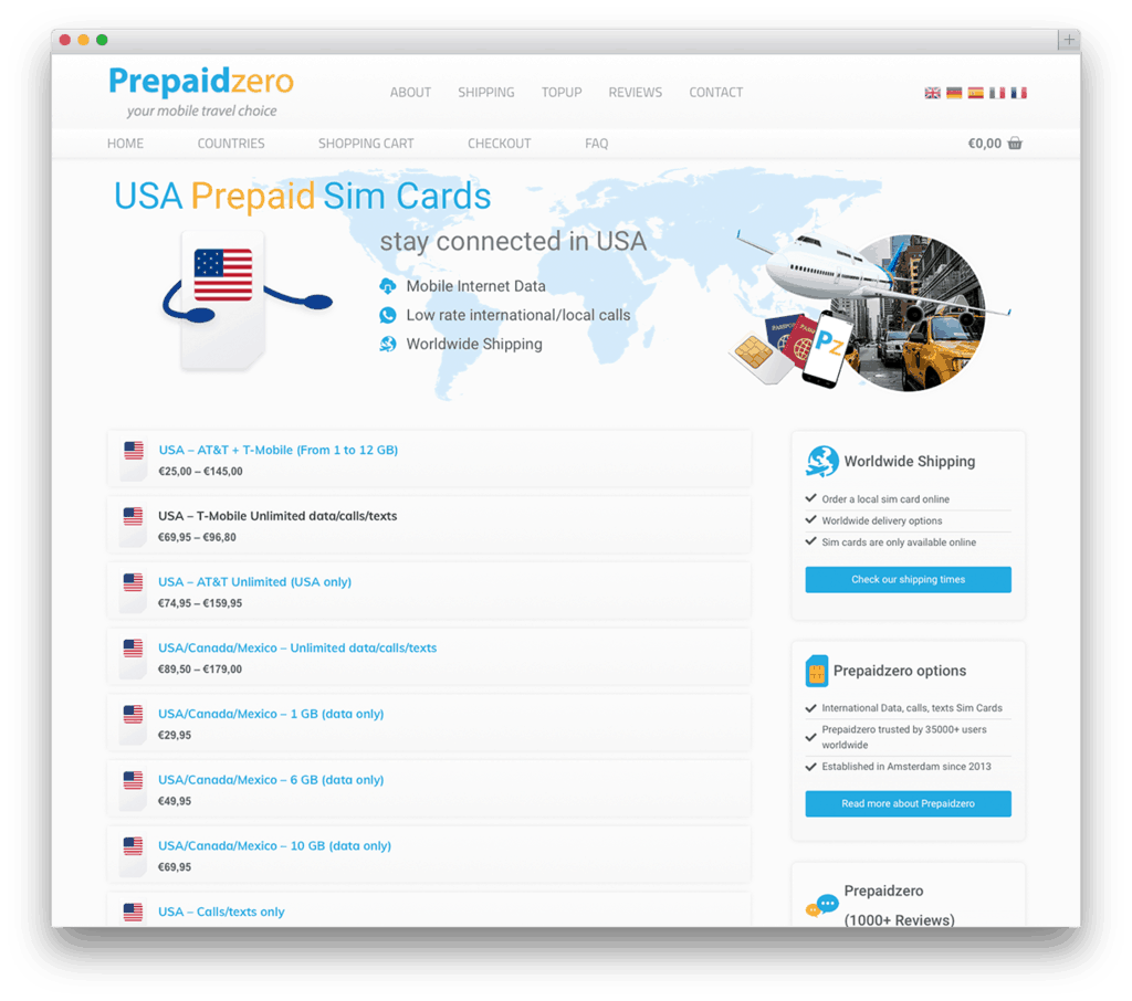 Prepaidzero website voorbeeld