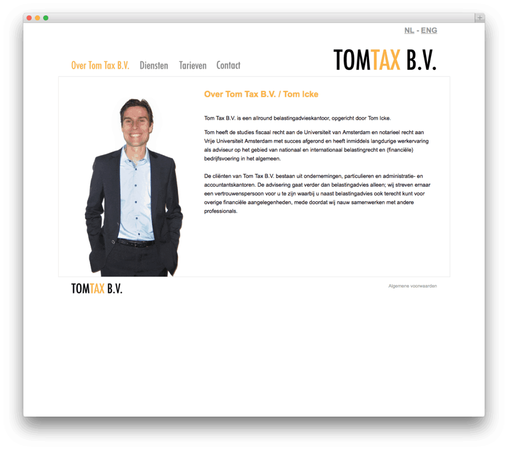 Tom Tax B.V. website voorbeeld